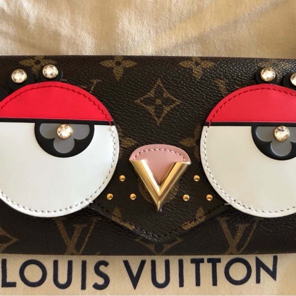 Louis Vuitton Brown and Pink Wallet with Monogram and Metallic Accents